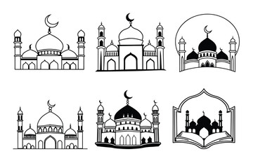 Minimalist Black and White Mosque Vector for Islamic Branding