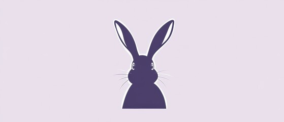 Whimsical Rabbit Ears Silhouette on Lavender Background with Modern Cartoon Style for Message Space