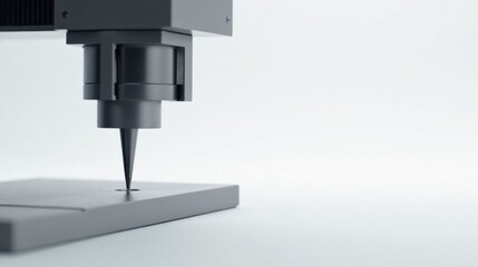 Precision Engineering A Close-Up View of a Sophisticated Gray Machine's Precise Point of Contact with a Surface