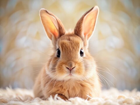 Adorable Mini Rex Rabbit Close-Up: Fluffy Fur and Vibrant Eyes Macro Photography