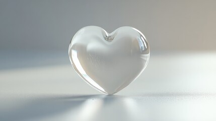 Clean white background with a minimal, transparent heart icon near the bottom