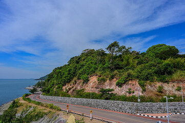 The coastal scenic route in Chanthaburi, Thailand
