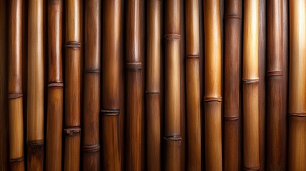 Fototapeta premium This image features a close-up view of natural bamboo textures, highlighting the unique patterns and rich colors that make bamboo a popular choice for eco-friendly decor.