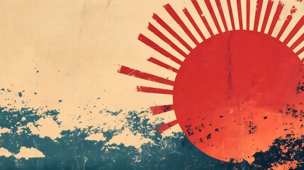 Vintage Rising Sun Design Grunge Texture Background Image