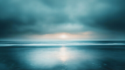 Obraz premium Seascape Abstract Beach with Calm Sea Bokeh Light and Sand Foreground