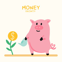 Piggy bank background and growing savings