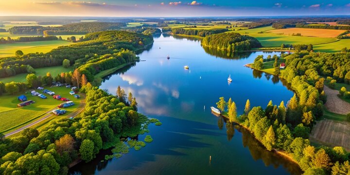 Aerial View Lippesee Lake Paderborn Germany Drone Photography Stunning Landscape