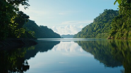 Obraz premium Serene Tropical Lake Reflection