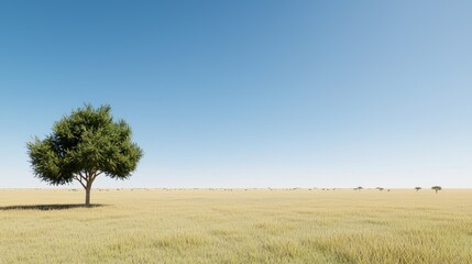 Obraz premium Solitary Tree in a Vast Field