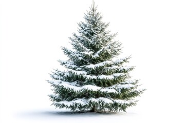 Fototapeta premium Perfect snow covered christmas tree isolated on white background