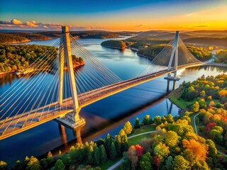 Aerial View of Penobscot Narrows Bridge, Maine - Stunning Drone Photography