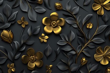 Luxurious Black and Gold Floral Pattern Design