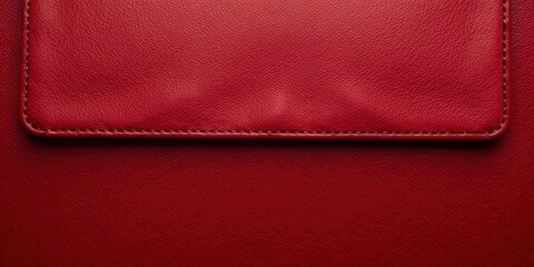 Close-up view of a richly textured crimson leather surface featuring a subtly stitched detail, ideal for showcasing luxurious material