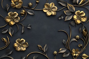 Luxurious Black and Gold Floral Pattern Design