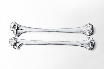 Anatomical Skeletal Bones and Skull Against White Background