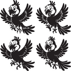 Fototapeta premium silhouette of a cheerful and playful cartoon parrot vector