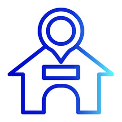 Home Location Icon With Outline Gradient Style
