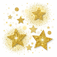 Golden Glitter Confetti Bokeh Lights: Sparkling Festive Background for Celebration Designs,         