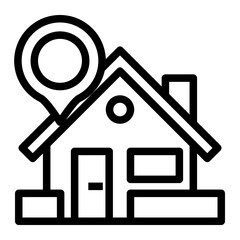 Home Location Icon With Outline Style