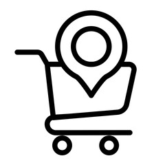 Supermarket Icon With Outline Style