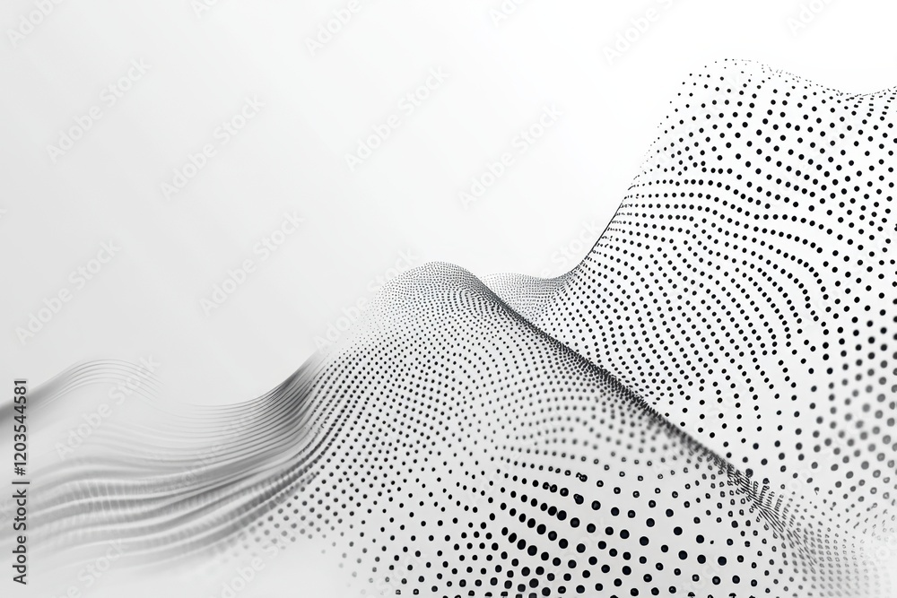 Poster flowing patterns of dots create a mesmerizing visual experience in a monochrome landscape of abstrac