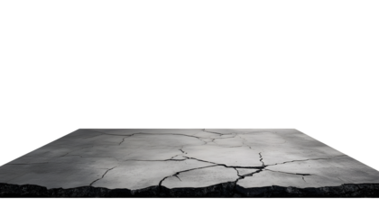 crack concrete floor isolated on transparent background cutout