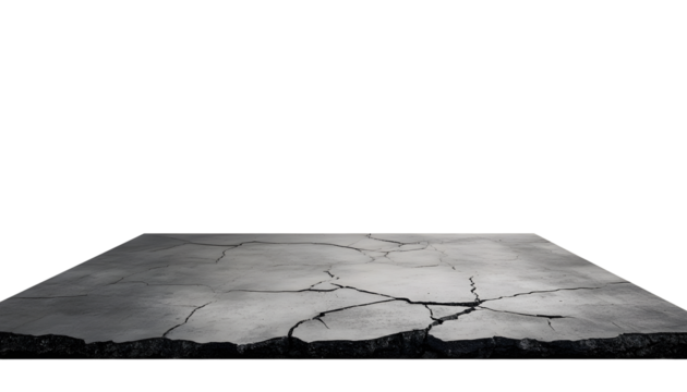 crack concrete floor isolated on transparent background cutout