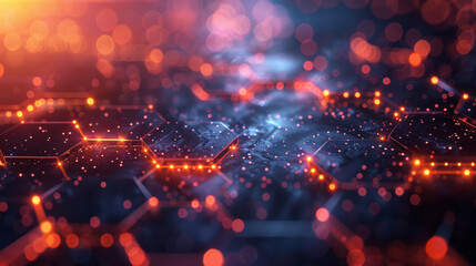 Fototapeta premium Glowing hexagonal pattern with futuristic lights