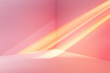 Fototapeta premium Soft pastel hues blend in a tranquil space as sunlight casts warm rays across a minimalist corner. Generative AI