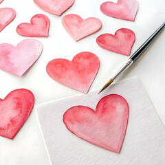 Obraz premium Romantic Watercolor Hearts: Perfect for Valentine's Day, wedding invitations, greeting cards, and 