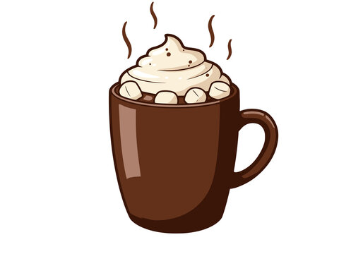 steaming hot chocolate with whipped cream clip art preview