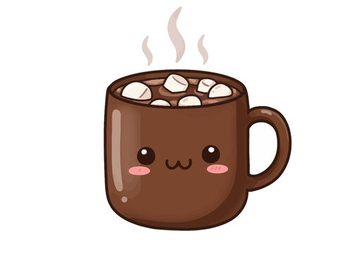recommend clip art: Cute Hot Chocolate Clipart. Adorable kawaii hot chocolate with marshmallows in a brown mug. Vector illustration design.
