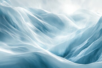 Breathtaking waves of ice capture the serene beauty of a frozen landscape under soft sunlight. Generative AI