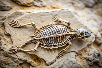 Ancient Turtle Fossil Embedded in Stone - Minimalist Nature Photography