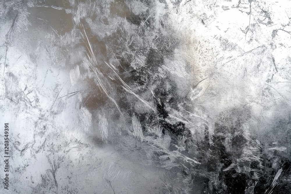 Poster unique abstract patterns on frost-covered glass create a mesmerizing winter atmosphere in a chilly e