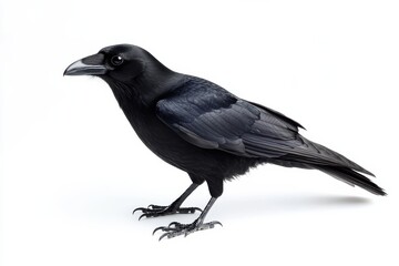 Obraz premium Majestic black crow in profile view.