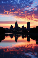 Fototapeta premium sunset over the river