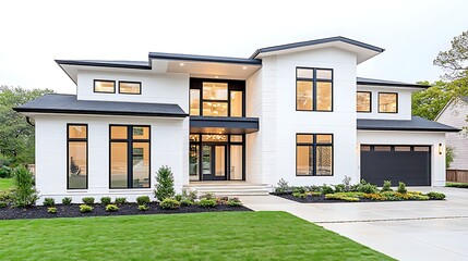Fototapeta premium Modern White House Exterior Luxury Home Design