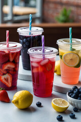 two glasses of lemonade and fruits