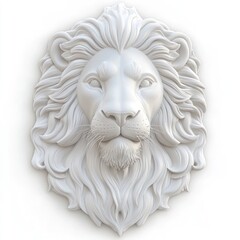 Obraz premium 3D lion head sculpture, decorative wall art, studio shot