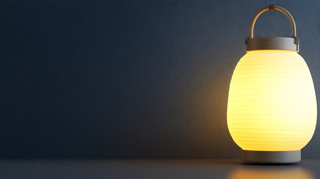 Warm glowing lantern softly illuminates dark room. AI Generated