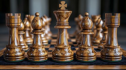 Fototapeta premium Beautifully Crafted Wooden Chess Set