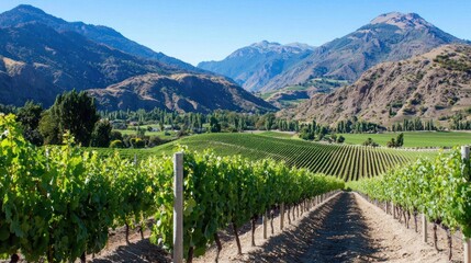 Vineyard Landscape in Mountain Valley