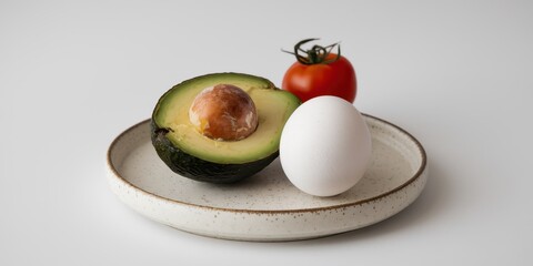 Avocado Half Egg And Tomato On Plate
