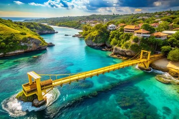 Bali Nusa Islands Bridge Aerial View, Stunning Bokeh Effect, Tropical Paradise
