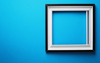 Blank Square Frame on Blue Background Mockup