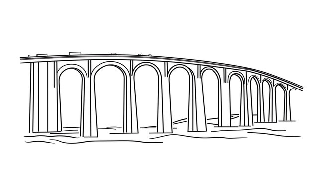 A bridge with arches is shown in black and white. generated using AI