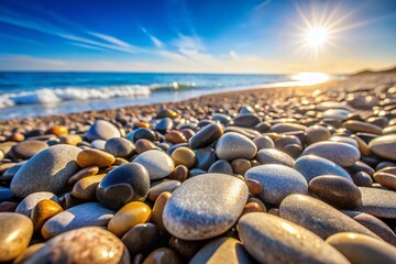 Beach Stone Piles: Natural Rock Formations on Sandy Shore