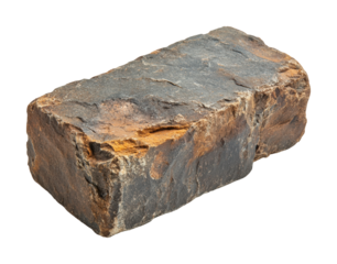 Ancient stone block display on high fidelity textured surface close-up view natural concept isolated on transparent background png