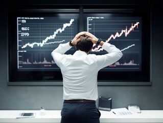 Stressed Stock Trader Analyzing Market Losses